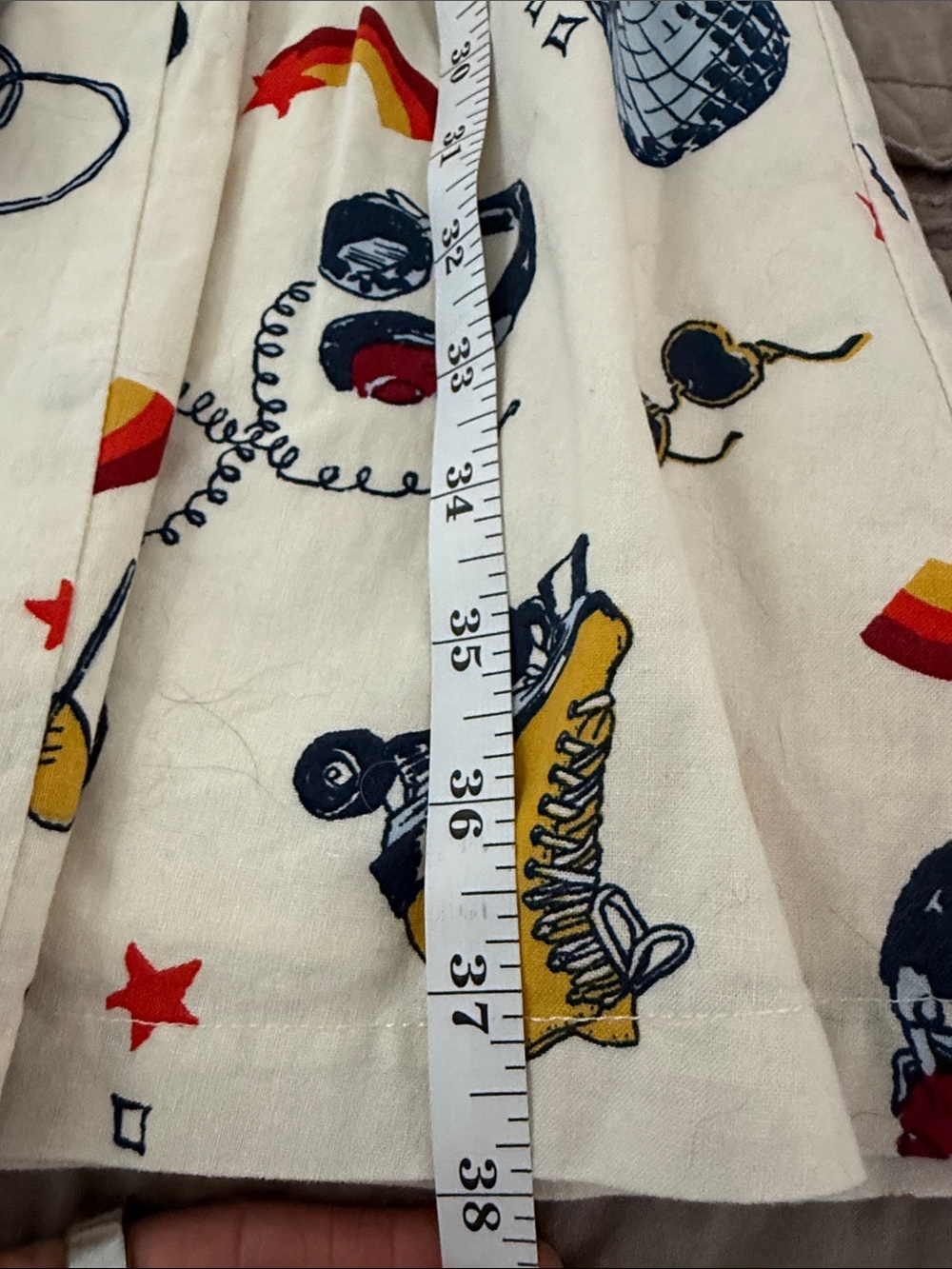 ModCloth White Sleeveless Fit-and-Flare Dress with Navy, Yellow and Red Motif - Picture 8 of 8